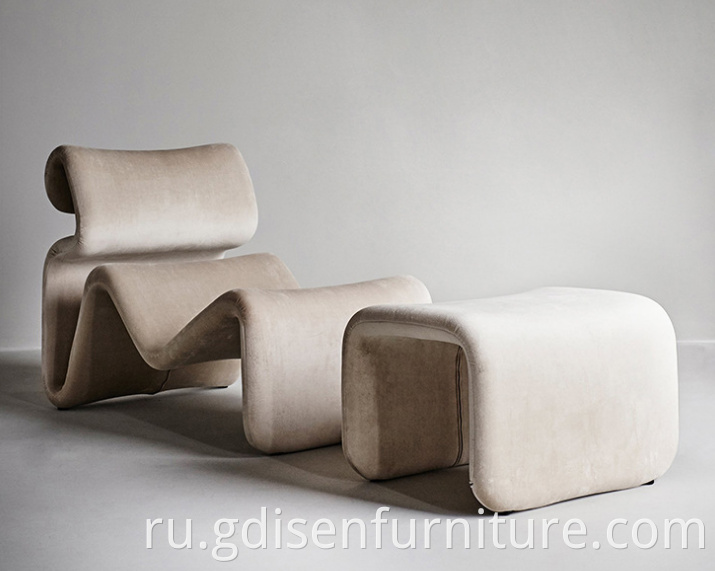 Modern designer furniture fiberglass and fabric curved chair